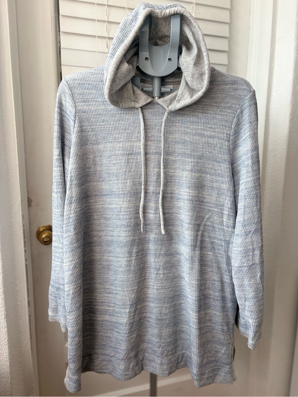 J.Jill Space Dye Waffle Knit Hoodie Women XL Blue Gray Cotton Blend NWOT